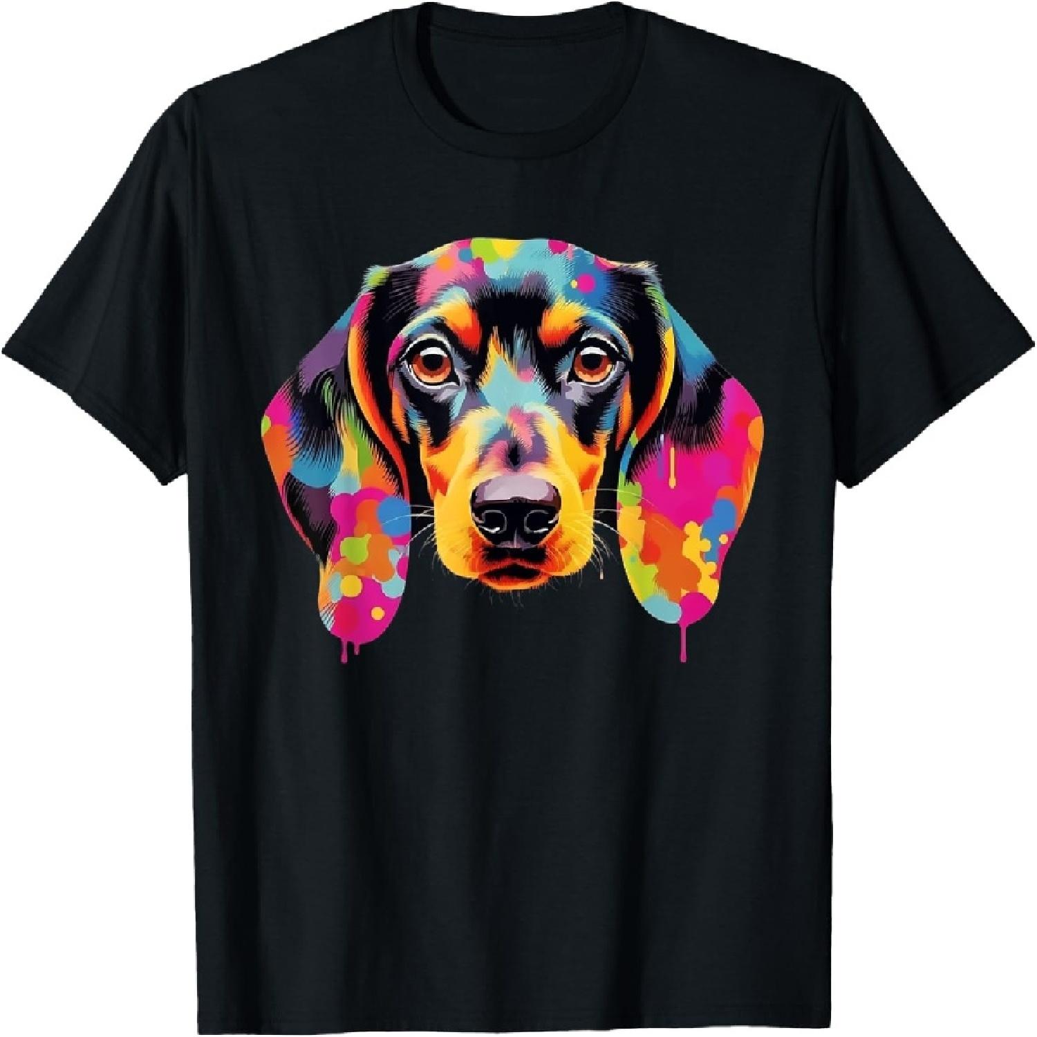 Colorful Pop Art Dachshund Lover Portrait T-Shirt XXXXXL разноцветный