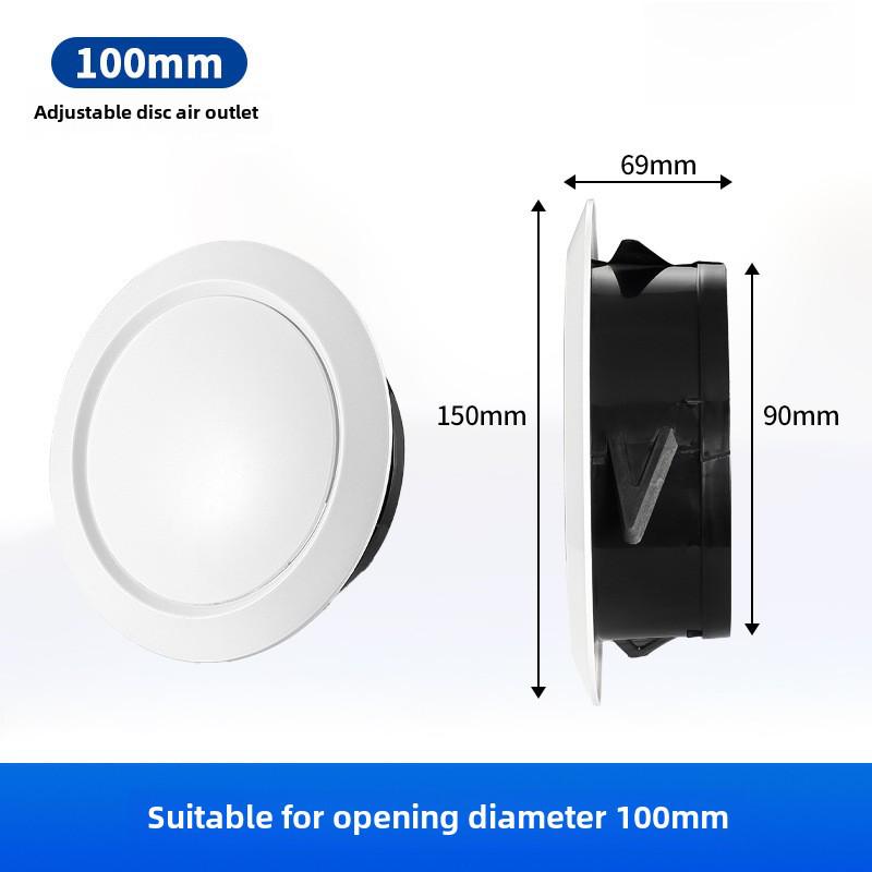 Universal Adjustable ABS Air Vent with Slanted Louvers for Indoor Ventilation and Exhaust.
