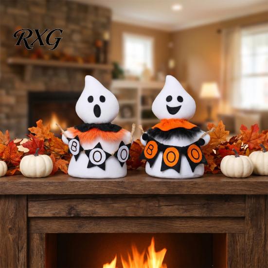 Halloween Tabletop Decorations for Indoor Faceless Ghost Ornament, Cute Cloth Fabric Ghosts Table Statue Dessert Shops Decoration, BOO Banner Stuffed
