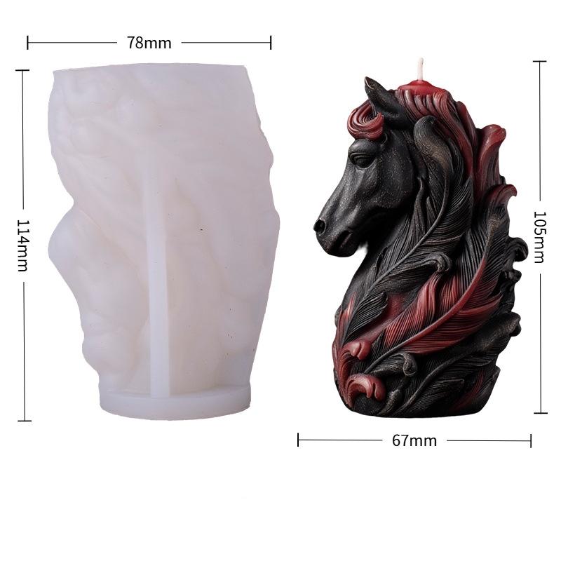 

Mystical Red Feather Horse Head Silicone Mold with Exquisite Pegasus Feathers and Mane Details, 3D DIY Handmade Candle Mold