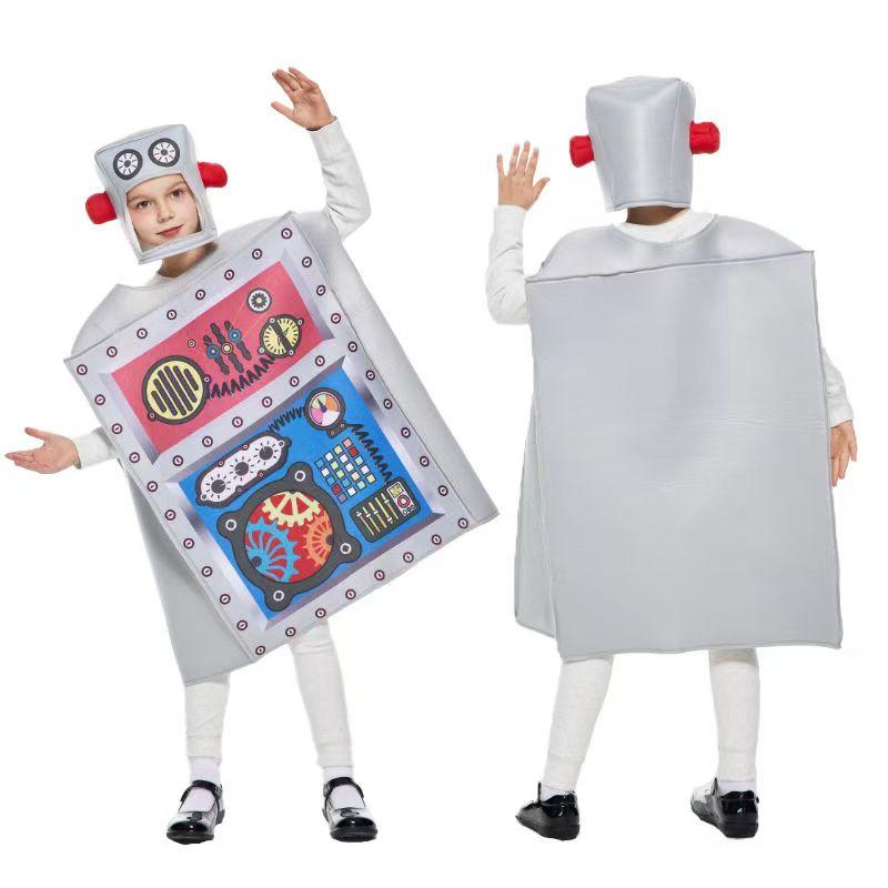 

Смешной костюм косплея робота Унисекс костюм из губки с шляпой Наряды для карнавальной вечеринки, сценического выступления на Хэллоуин One Size