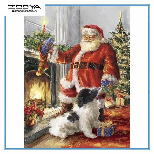 

ZOOYA Diy 5d Круглая / квадратная мозаика Живопись Алмазная вышивка Живопись Рождественская серия Вышивка крестиком Домашнее украшение