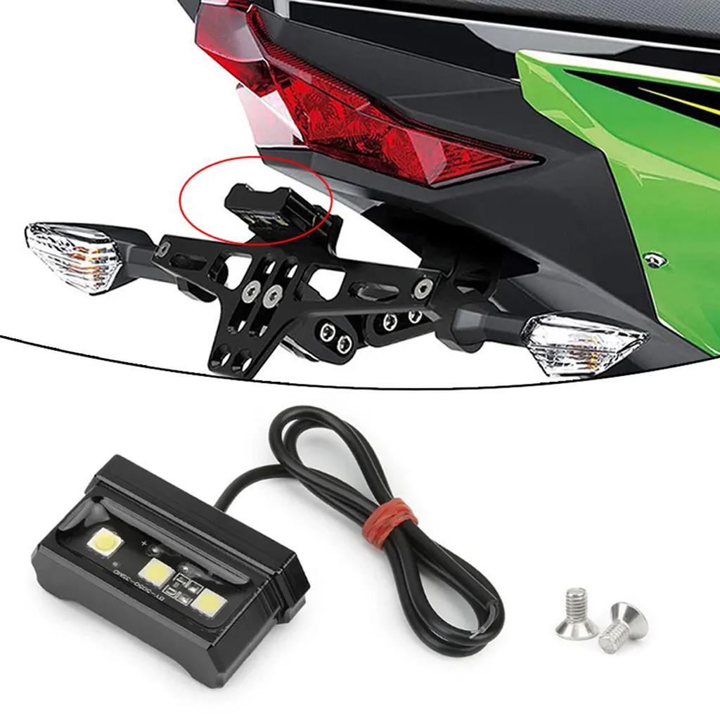 1pc Motorcycle License Plate Light LED Mini 12V CNC Aluminum Alloy Waterproof Rear Tail Motorbikes Light for License Plate Black