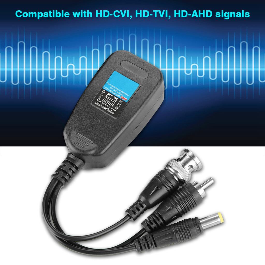 2Pcs HD CVI TVI AHD Passive Power Video Audio Balun Transceiver