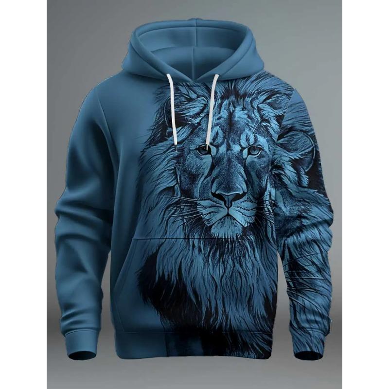 Fashion Men's Hoodie Animal Wolf and Lion 3D Print Fall Sweatshirt Hoodie Street Casual Boy Sweatshirt Y2K Men's Oversized Top Clothing