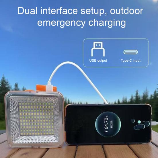 Mini Solar Camping Lamp with Stand, IP65 Waterproof Solar Type-C Rechargeable Work Light, Adjustable Outdoor Portable Emergency Light
