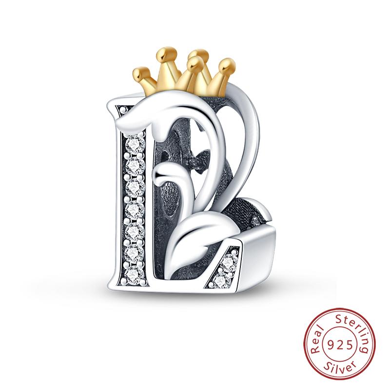 Charms Fit Qikaola Original Bracelets Classic Crown 26 Letters Alphabet Charms Beads For Women Fine Diy Wedding Jewelry Gift