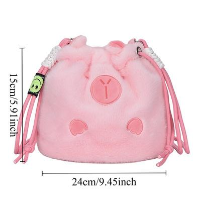 Capybara Plush Bag Kawaii Panda Drawstring Bag Large Capacity Capibara Shoulder Bag Pen Case Cosmetics Camera Storage Bag Gift