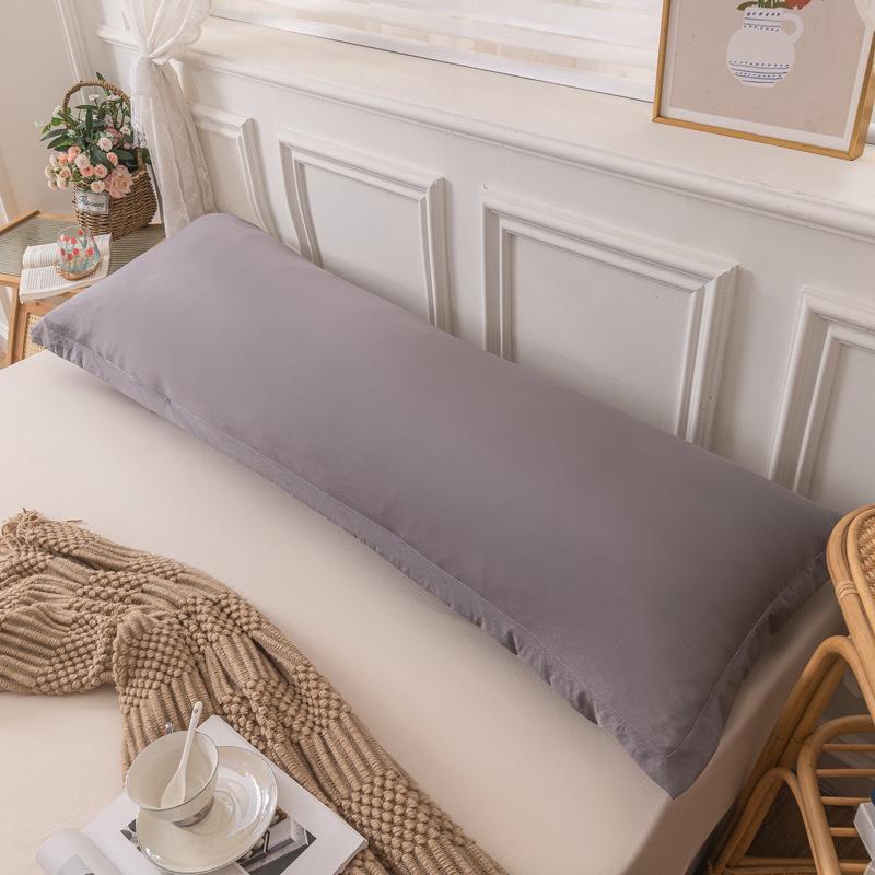 Washable Cotton Long Pillowcase 48x150cm - Single Piece Cover for Double Pillow Core