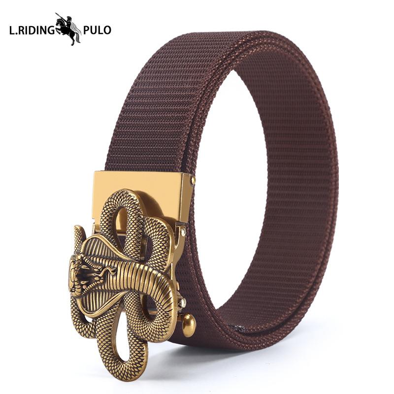 Men's Belt Toothless Alloy Automatic Buckle Men's Belt Imitation Nylon Canvas Youth Versatile Casual Belt