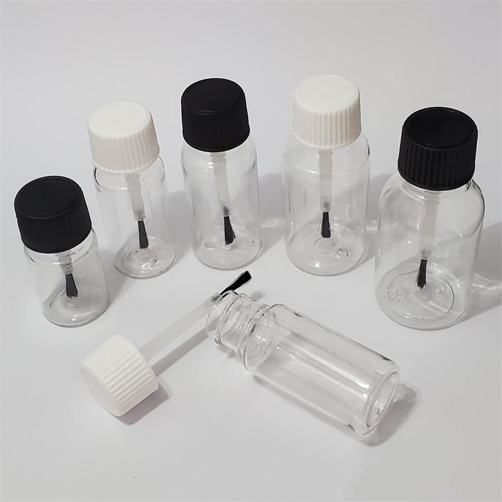 5/10/15/20/30ml Plastic Nail Polish Bottles Touch Up Refillable Liquid Jars Leakproof Storage With Brush Cap DIY Crafts Containe