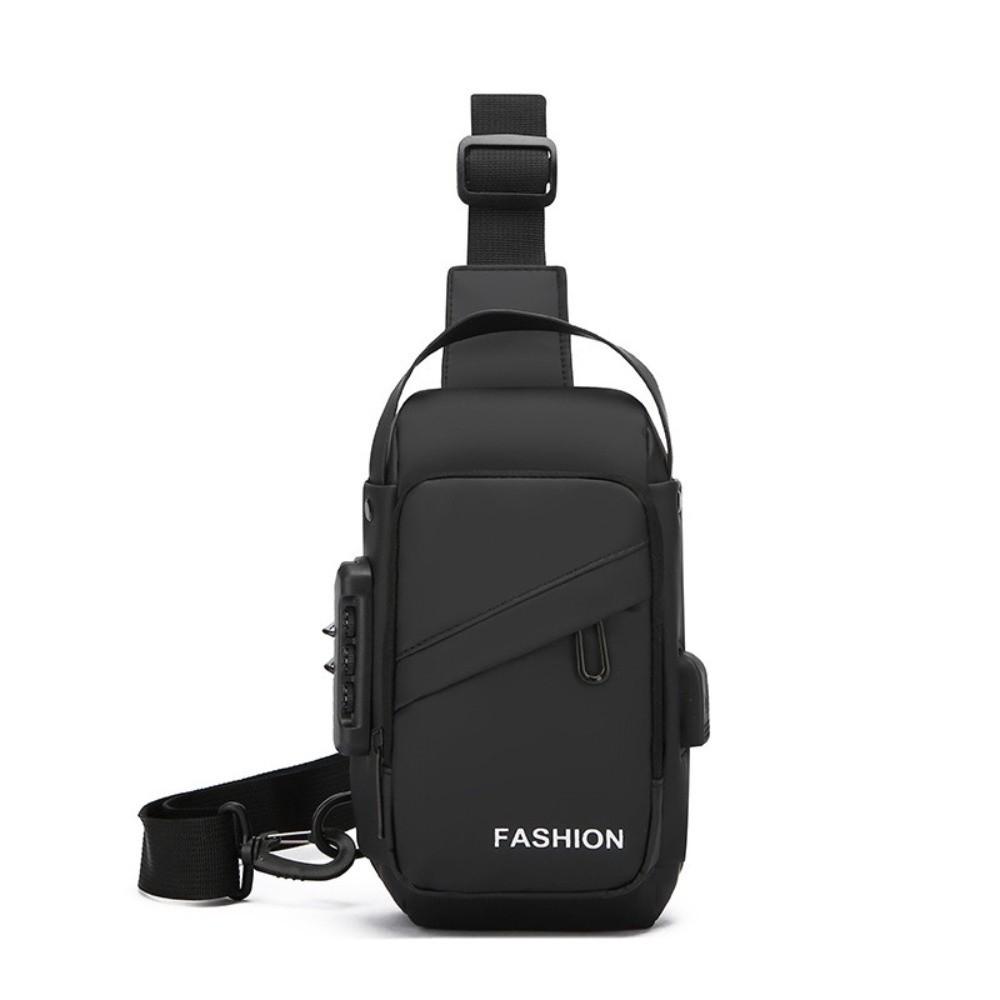 Anti-Theft Men'S Chest Bag Usb Charging Port Adjustable Strap Password Sling Bag Multi-Storey Waterproof Shoulder Crossbody Bag