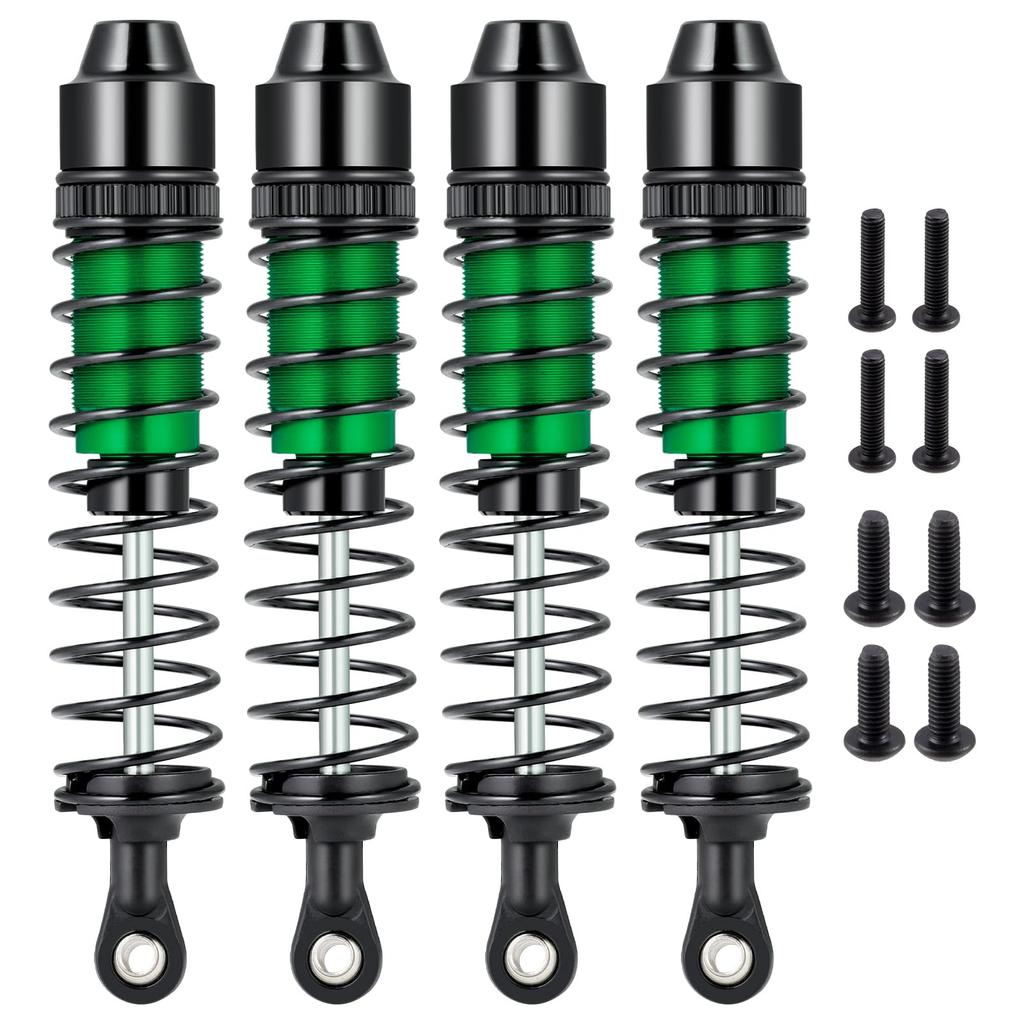 TRZX Aluminum Alloy Front and Rear Shock Absorbers, RC Damper Upgrade Parts for 112 Scale Tamiya 57409 Lunchbox RC Car (Green + Black)