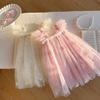 Butterfly Embroidered Mesh Dress: Summer 2025 Baby Girl Princess Puff Sleeve Skirt