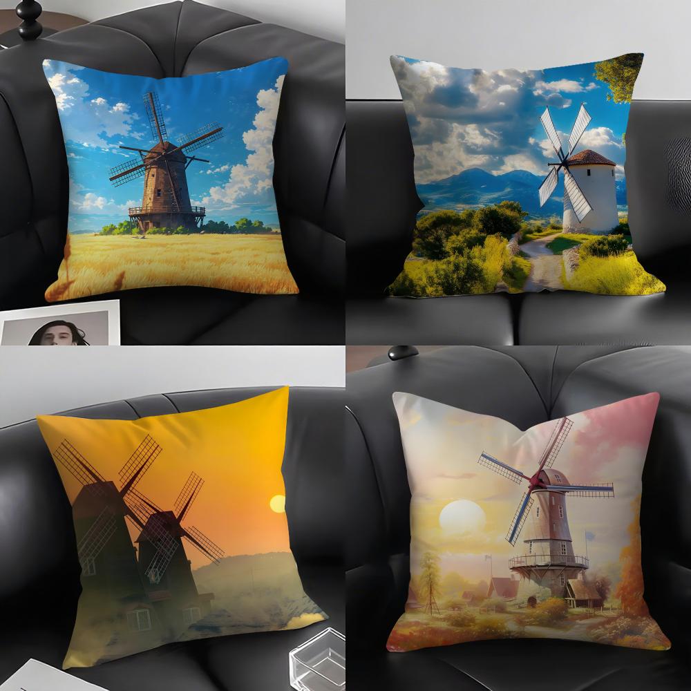 Windmill Fashion Cushion Cover Pillowcase Ultra Soft Skin Friendly Fabric Cloud Like Comfort & Concealed Zipper