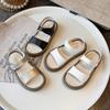 2026 Spring/Summer Girls' Open-Toe Leather Sandals - Fashionable, Casual Beach Shoes