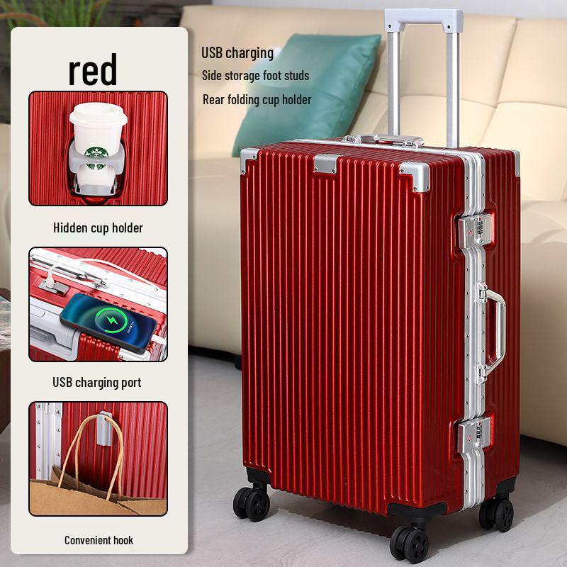 

Прочный и долговечный чемодан-тележка большой вместимости с кодовым замком и алюминиевой рамой для путешествий 24 [Recommended Size]