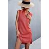Classic Cotton Linen Sleeveless Dress With Button Details For Casual Summer Wear