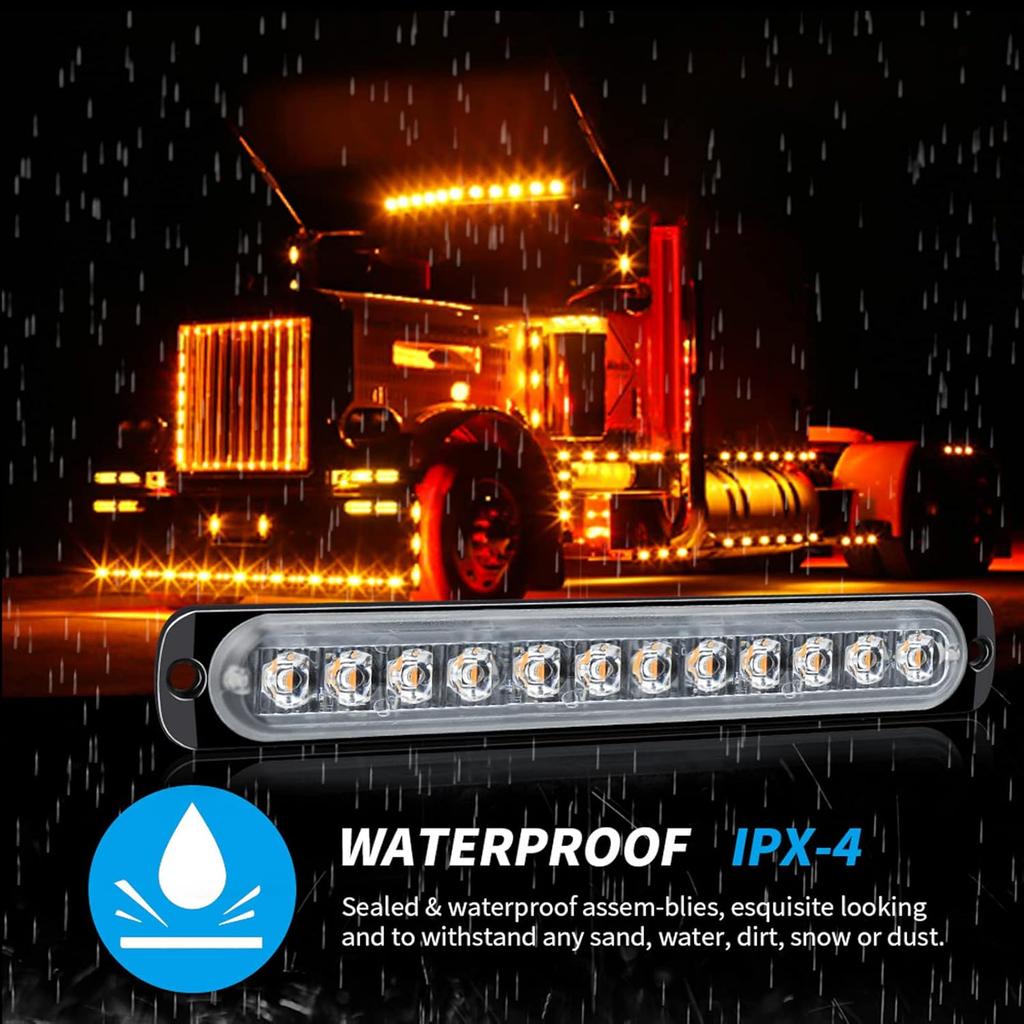 Anki HappiGo ANKIA 2PCS LED Side Marker Strobe Warning Lights Grille Lamp Flashing Beacon Blinker Emergency Hazard for Tow Car Truck Trailer Pickup