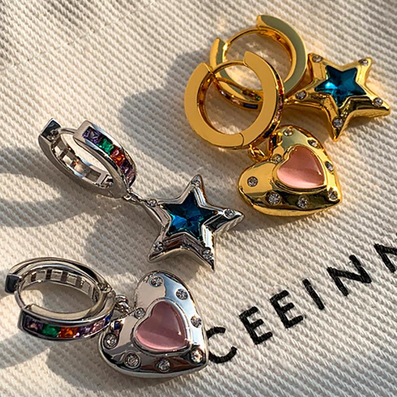 foxanry Zirkon Øredobber For Kvinner Elegant Klassisk Personlighet Kjærlighet Hjerte Geometrisk Bursdag Smykketilbehør Gaver