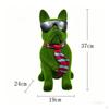 Flocked Dog Statue Scarf Bulldog Breed Resin Colorful Design