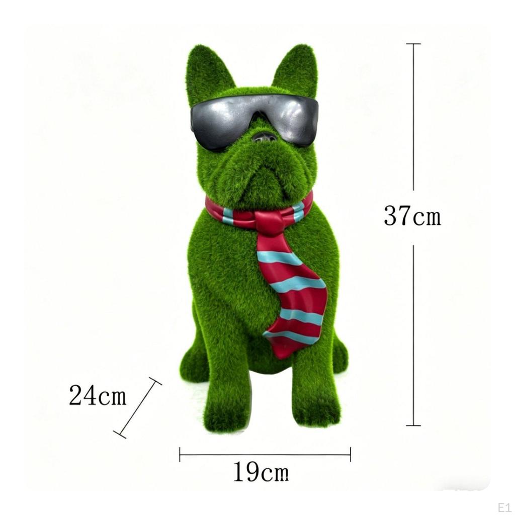 Flocked Dog Statue Scarf Bulldog Breed Resin Colorful Design