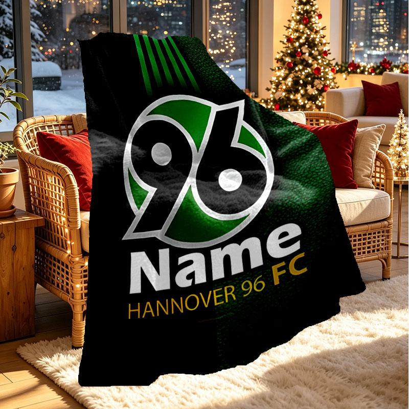 Custom Name Personalized Hannover 96 Football Print Blanket, Home Decor, Bedroom, Sofa, Camping, Couch, Gifts for Birthday Christmas