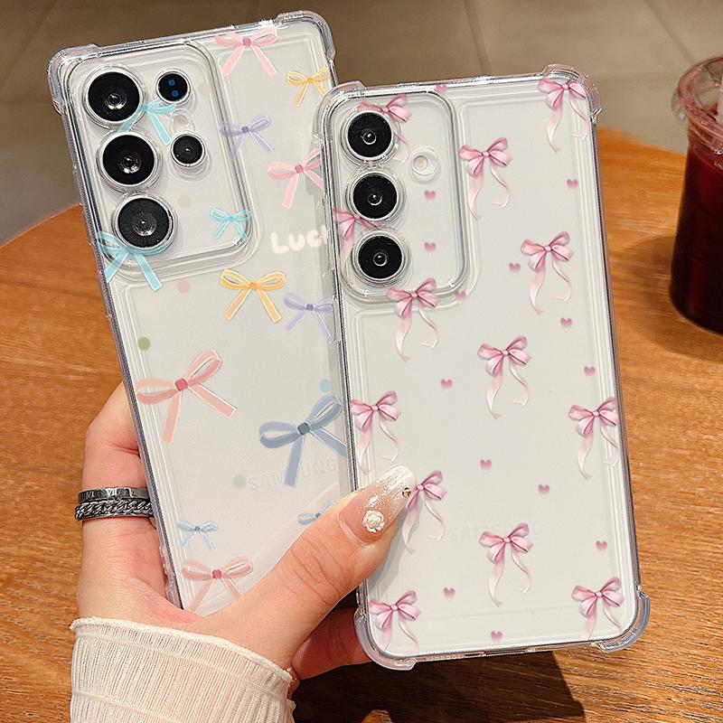 Bowknot Pattern Phone Case For Samsung Galaxy A57 A37 A17 A56 A16 A55 A36 A26 A15 A35 A54 A53 5G Clear Shockproof Soft TPU Cover