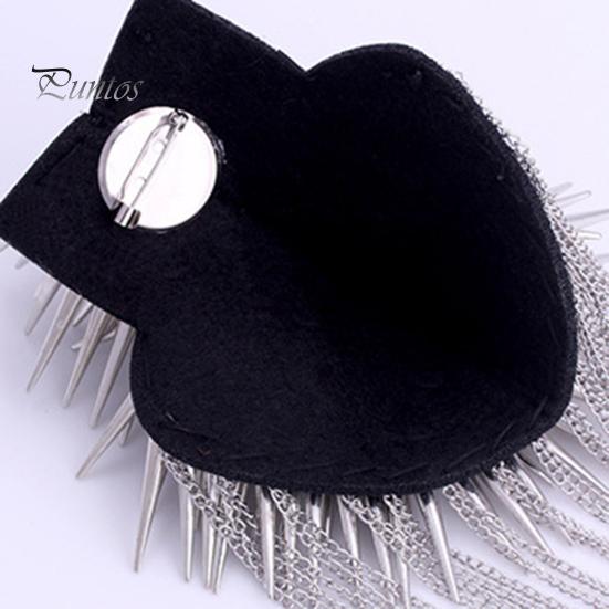 Rivet Charretera Shoulder Epaulette Decorative Pin Design Stage Decoration Hip-hop Style Fashion Chain Tassel for Men