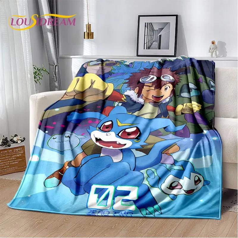 Kreslená přikrývka Digimon Adventure Monster Měkká plyšová deka, flanelová přikrývka Deka do obývacího pokoje Ložnice Pohovka Pohovka Piknikový povlak