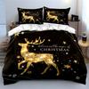Golden Reindeer Christmas Decor Bedding Duvet Cover Set Duvet Cover Pillowcases  (1*Duvet Cover 2*Pillowcases, without duvet insert)