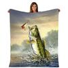 Largemouth Bass Throw Blanket Washable Plush Couch Sofa Beach Blanket for Home Office Decor