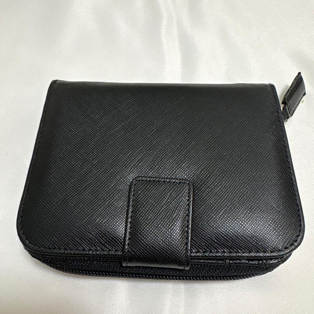 Used PRADA Saffiano Bi-fold Wallet Round Zipper Black Beautiful Condition