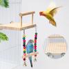Parrots Swing Toy Wood Platform Colorful Beads Cage Toy Bird Perch Hanging Swing Toy with Bells Cage Accessories