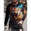 Men's 3D Printed Crew Neck Long Sleeve T-Shirt Fashion Versatile Trend Breathable Casual
