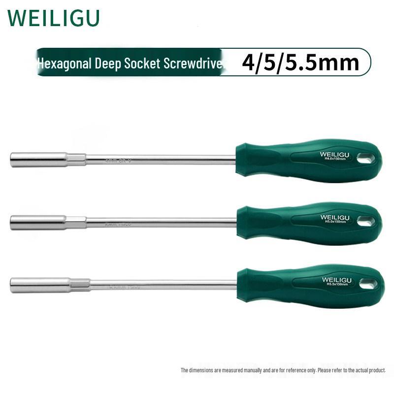 Extended Hex Socket Screwdriver Bit with CRV Head for Nuts & Bolts