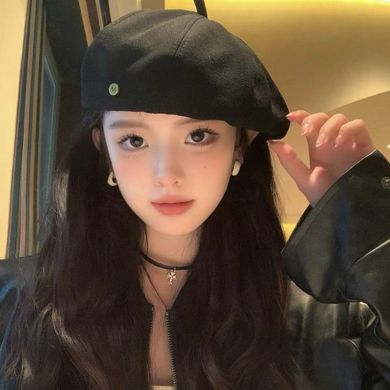 Barett weibliches Gesicht klein Herbst und Winter neuer Retro-Hut literarischer Malerhut klein Standard Kürbis achteckiger Hut hoher Sinn