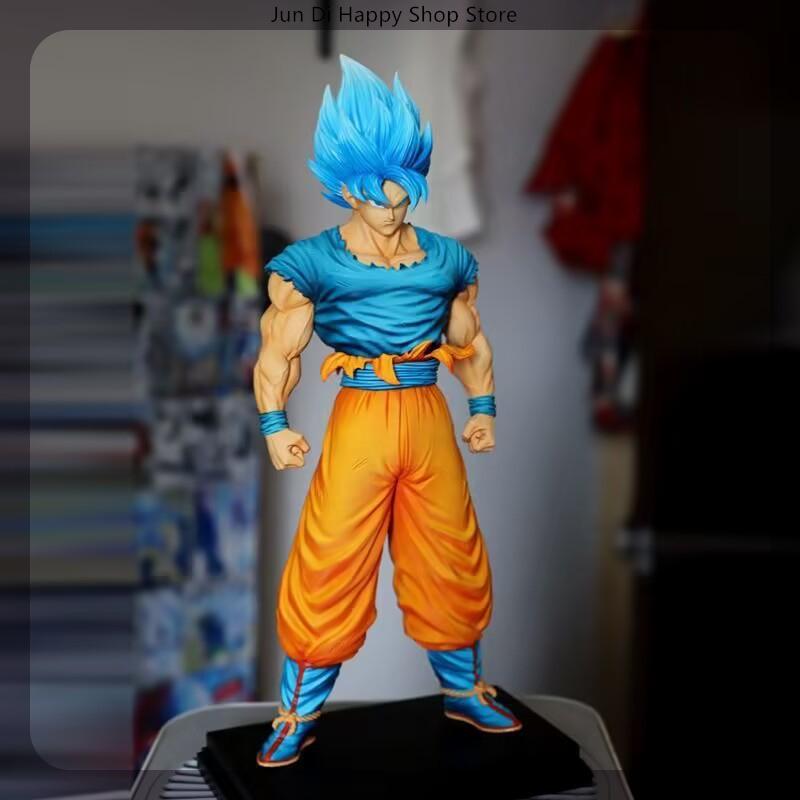 31.5cm Dragon Ball Goku Super Saiyan Blue Standing Position Anime Figure Boys Collectible Model Statue Pvc Decor Fans Gifts Toys