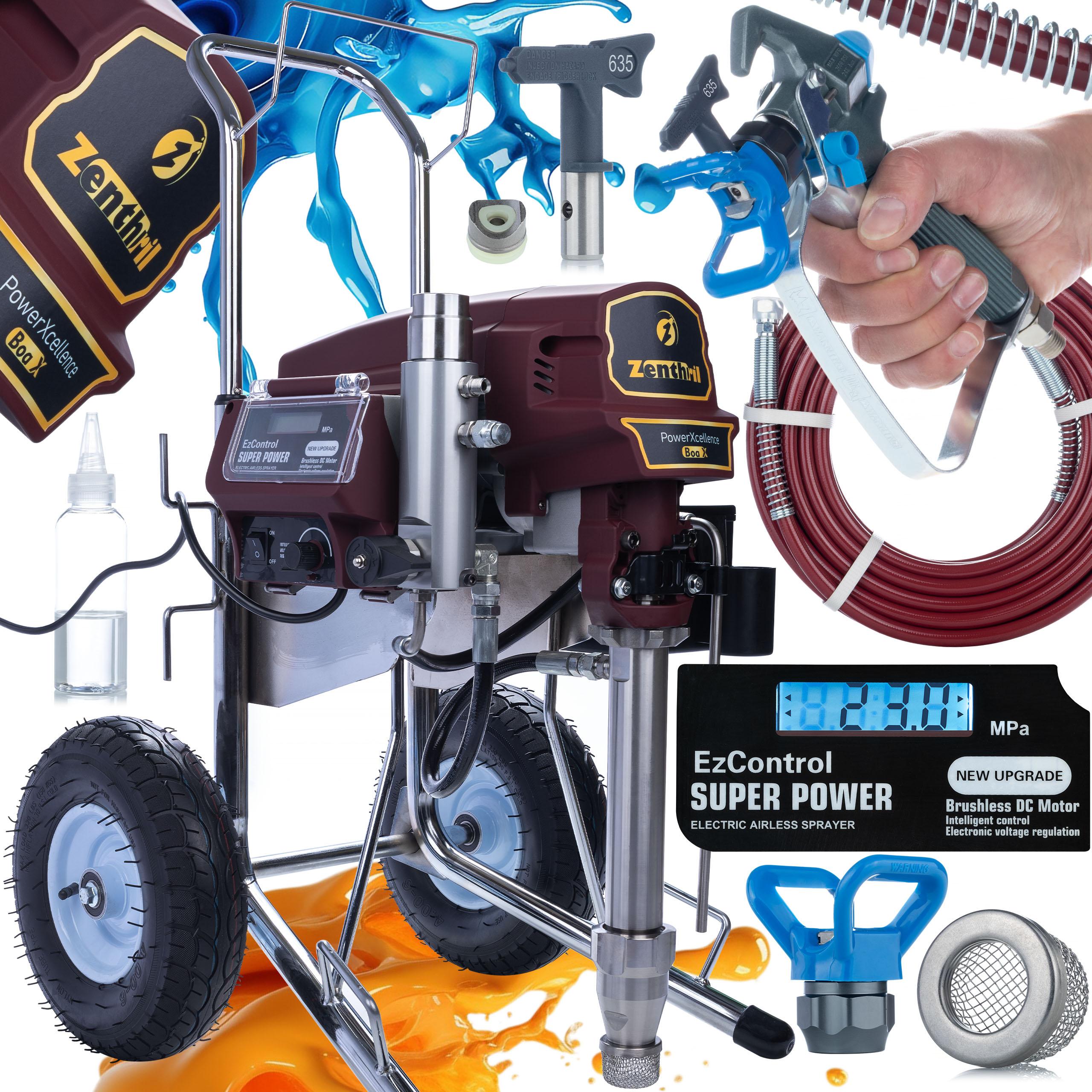 

Zenthril Agregat Malarsko-Szpachlarski Boa X – Moc 3500W, Ciśnienie 20Mpa | Przepływ 6L/min, Dysza 0,039 | Technologia Hydrodynamiczna