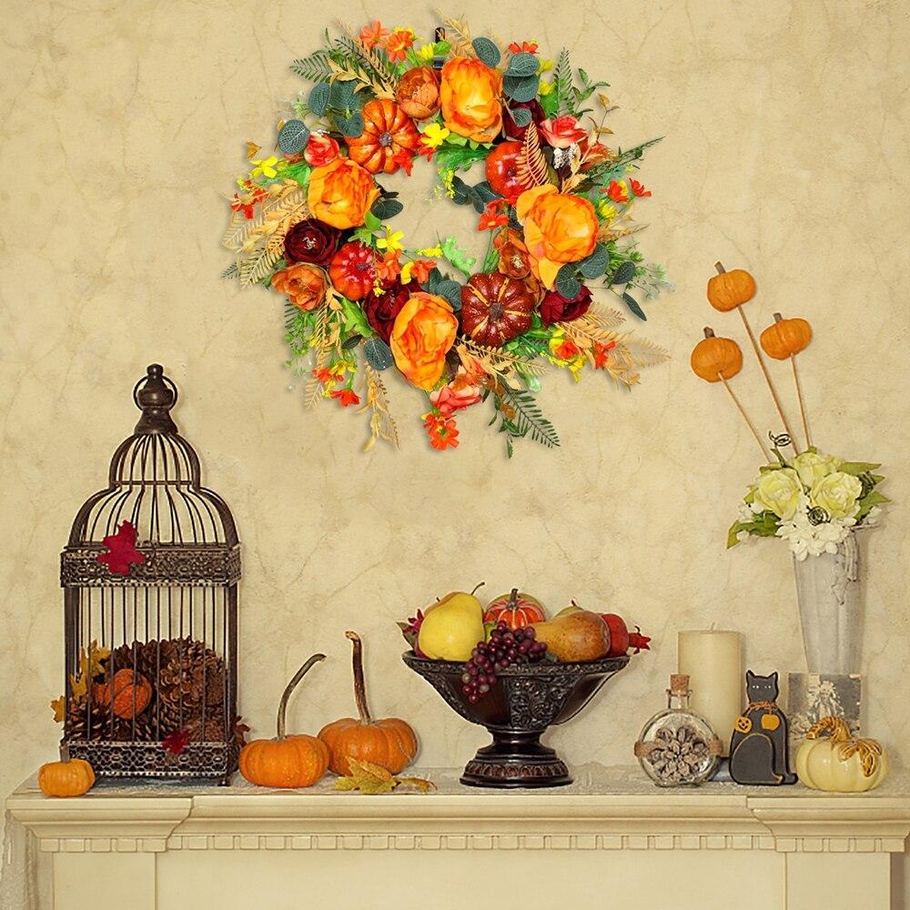 Fall Peony And Pumpkin Wreath Year Round Wreath Festival Celebration Artificial Fall Wreath Autumn Front Door Wreath