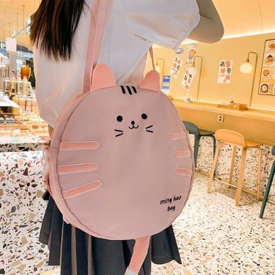 Bag Women's Summer 2025 New Casual Fashion Large Capacity Shoulder Bag Cute Cartoon College Student Commuter Canvas Bag