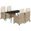 VidaXL Garden Dining Set with Cushions 5pcs Beige Poly Rattan 3212806