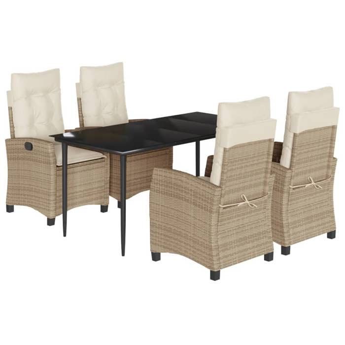 VidaXL Garden Dining Set with Cushions 5pcs Beige Poly Rattan 3212806