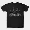 Men Black Print T-shirt Cycologist - Vintage Retro Mountain Biking Gift No-Cut Transfer Paper Print Cotton Tshirt