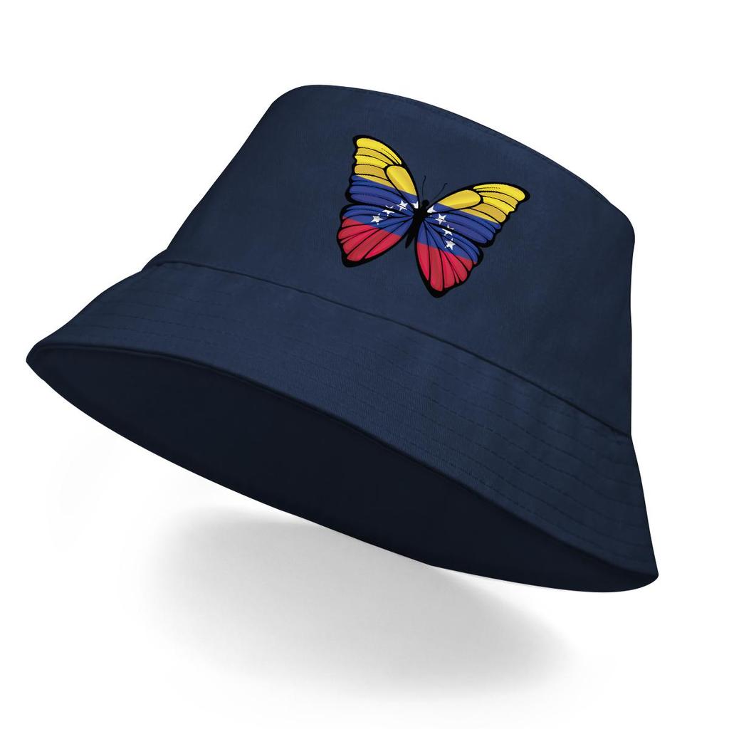 Bucket Hat With Venezuela Flag Butterfly Print , Patriotic Fisherman Cap Fit Beach Unisex Fishing Hat