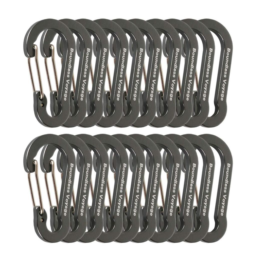 Boundless Voyage Carabiners with Storage Bag Pack of (Gray, 20)