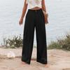 Pantaloni Lunghi Comodi a Vita Alta con Bottoni ed Elastico, Pantaloni Casual Larghi Dritti da Donna, Estate 2026