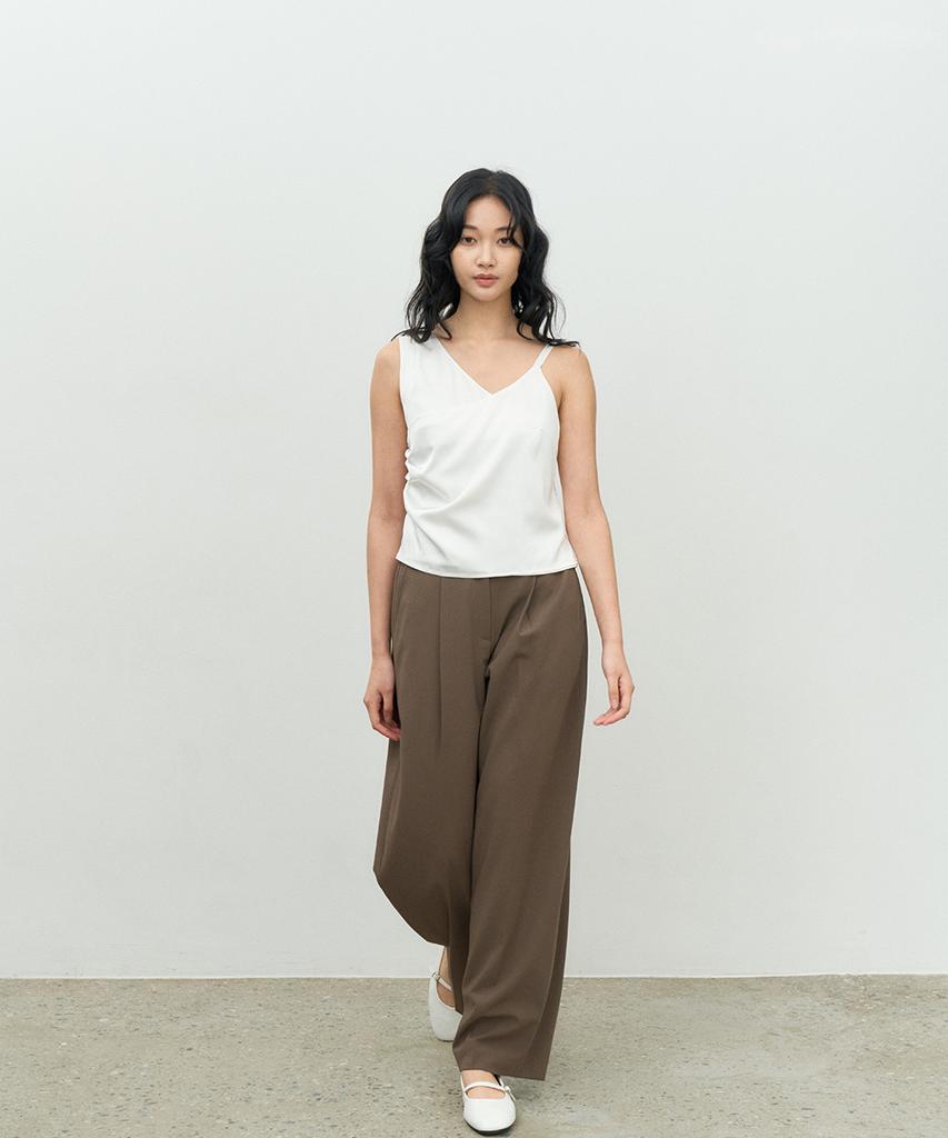 MAKE A TOAST Double-Pleat Curve Pants Brown Mbespa002Br