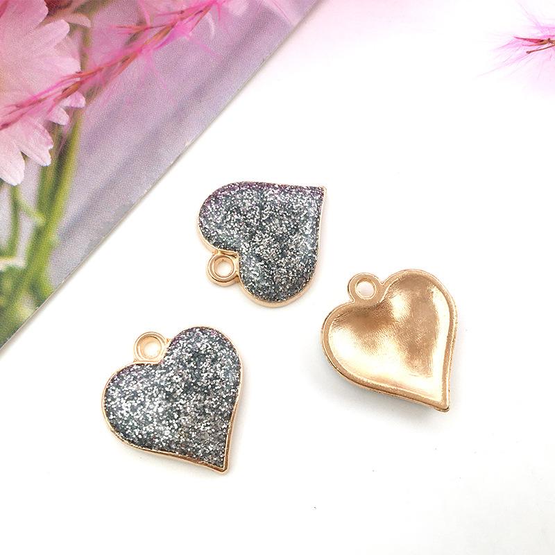Love Pendant Dripping Green Onion Powder Peach Heart Pendant DIY Bracelet Necklace Accessories 5pcs Loose Beads Fashion  Accessories
