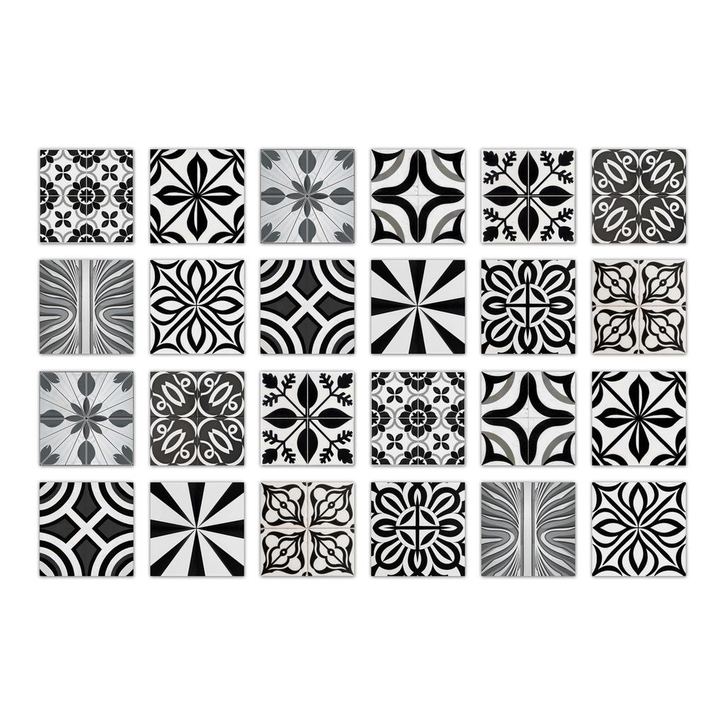 24pcs Mandala Wall Stickers Kitchen Self-Adhesive Waterproof Tile Stickers Bathroom Decor Moroccan Pvc Decal